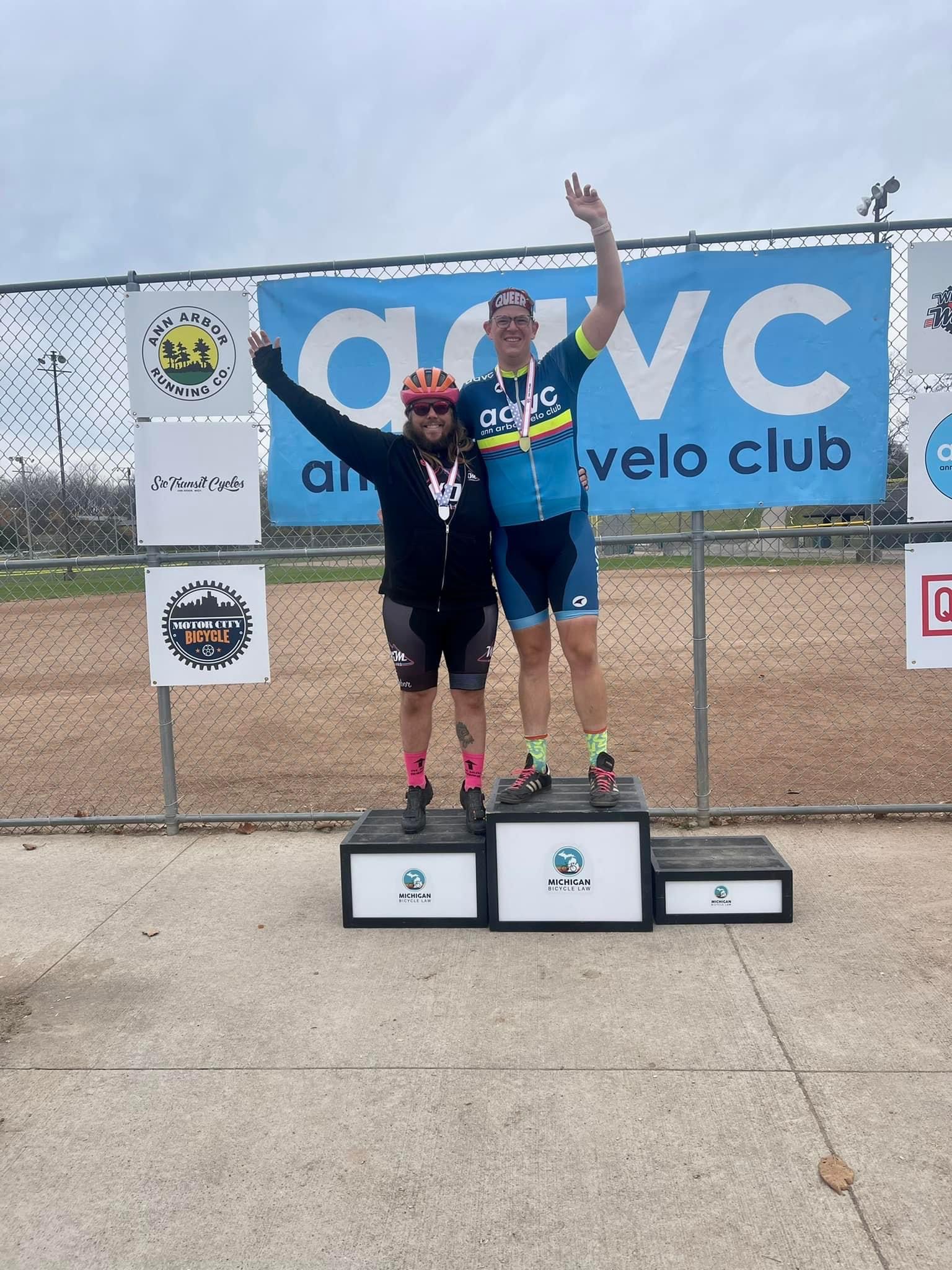 Sam on the top step of the Podium at Michigan CX State Championship